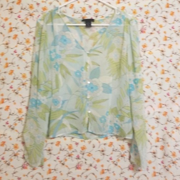 CLOSING SALE The Limited - Sheer Floral Blouse - Picture 2 of 5
